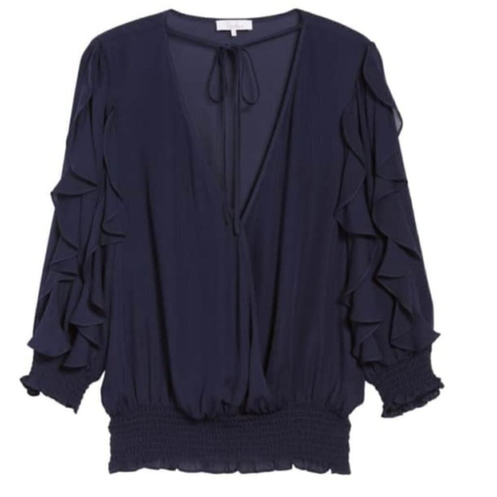 Nwt Parker | Larah Silk Georgette Blouse In Raven — image 4 of 8